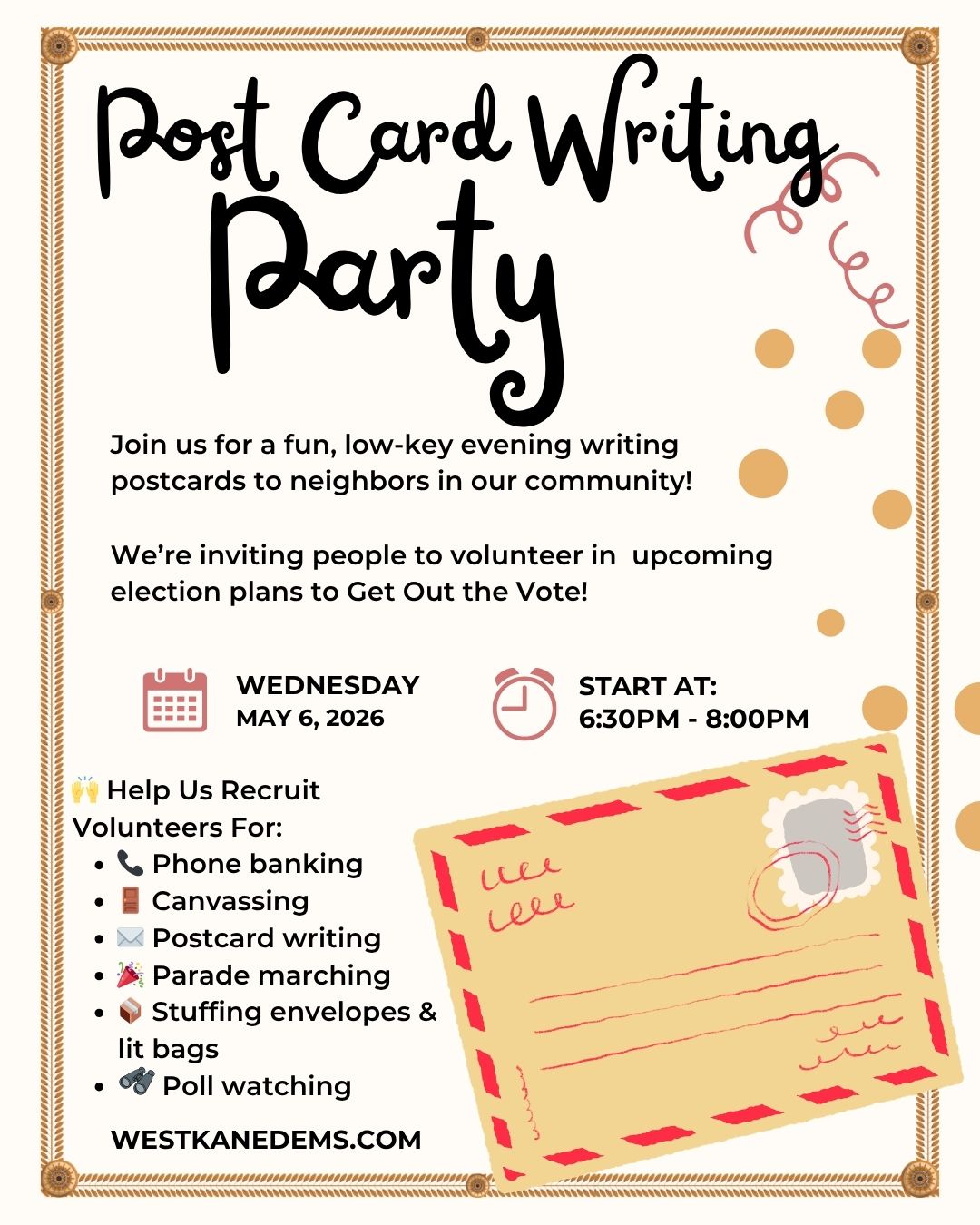 wkd postcard writing party